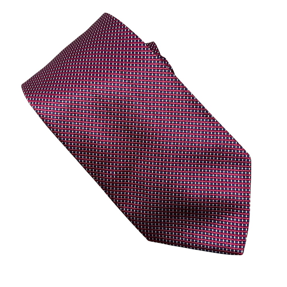 Brooks Brothers 346 Men's Necktie Red Blue Striped Silk Tie USA 3.75"